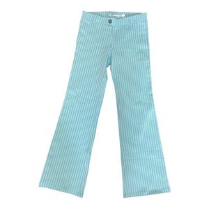 Betabrand Womens Aqua Pinstriped Flare Leg Petite Pants